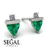 Triangle Emerald Earrings With Round Stone - Estella No. 6 image 9