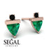 Triangle Emerald Earrings With Round Stone - Estella No. 35 image 9