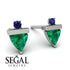 Triangle Emerald Earrings With Round Stone - Estella No. 66 image 9
