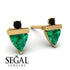 Triangle Emerald Earrings With Round Stone - Estella No. 34 image 9