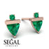 Triangle Emerald Earrings With Round Stone - Estella No. 20 image 9