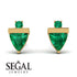 Triangle Emerald Earrings With Round Stone - Estella No. 19 image 2