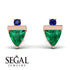 Triangle Emerald Earrings With Round Stone - Estella No. 65 image 2