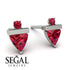 Triangle Ruby Earrings With Round Stone - Estella No. 57 image 9