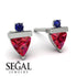 Triangle Ruby Earrings With Round Stone - Estella No. 72 image 9