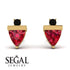 Triangle Ruby Earrings With Round Stone - Estella No. 40 image 2