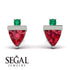 Triangle Ruby Earrings With Round Stone - Estella No. 27 image 2