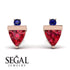 Triangle Ruby Earrings With Round Stone - Estella No. 71 image 2