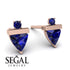 Triangle Sapphire Earrings With Round Stone - Estella No. 74 image 9