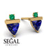 Triangle Sapphire Earrings With Round Stone - Estella No. 28 image 9
