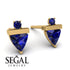 Triangle Sapphire Earrings With Round Stone - Estella No. 73 image 9