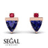 Triangle Sapphire Earrings With Round Stone - Estella No. 59 image 2
