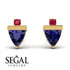 Triangle Sapphire Earrings With Round Stone - Estella No. 58 image 2