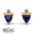 Triangle Sapphire Earrings With Round Stone - Estella No. 13 image 2