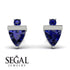 Triangle Sapphire Earrings With Round Stone - Estella No. 75 image 2