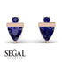 Triangle Sapphire Earrings With Round Stone - Estella No. 74 image 2