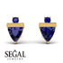 Triangle Sapphire Earrings With Round Stone - Estella No. 73 image 2