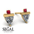 Triangle Diamond Earrings With Round Stone - Estella No. 46 image 9