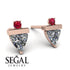 Triangle Diamond Earrings With Round Stone - Estella No. 47 image 9