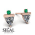 Triangle Diamond Earrings With Round Stone - Estella No. 17 image 9
