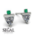 Triangle Diamond Earrings With Round Stone - Estella No. 18 image 9