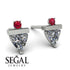 Triangle Diamond Earrings With Round Stone - Estella No. 48 image 9
