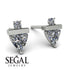 Triangle Diamond Earrings With Round Stone - Estella No. 3 image 9