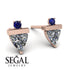 Triangle Diamond Earrings With Round Stone - Estella No. 62 image 9