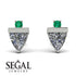 Triangle Diamond Earrings With Round Stone - Estella No. 18 image 2