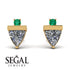 Triangle Diamond Earrings With Round Stone - Estella No. 16 image 2