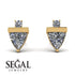 Triangle Diamond Earrings With Round Stone - Estella No. 1 image 2