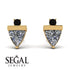 Triangle Diamond Earrings With Round Stone - Estella No. 31 image 2