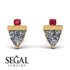 Triangle Diamond Earrings With Round Stone - Estella No. 46 image 2