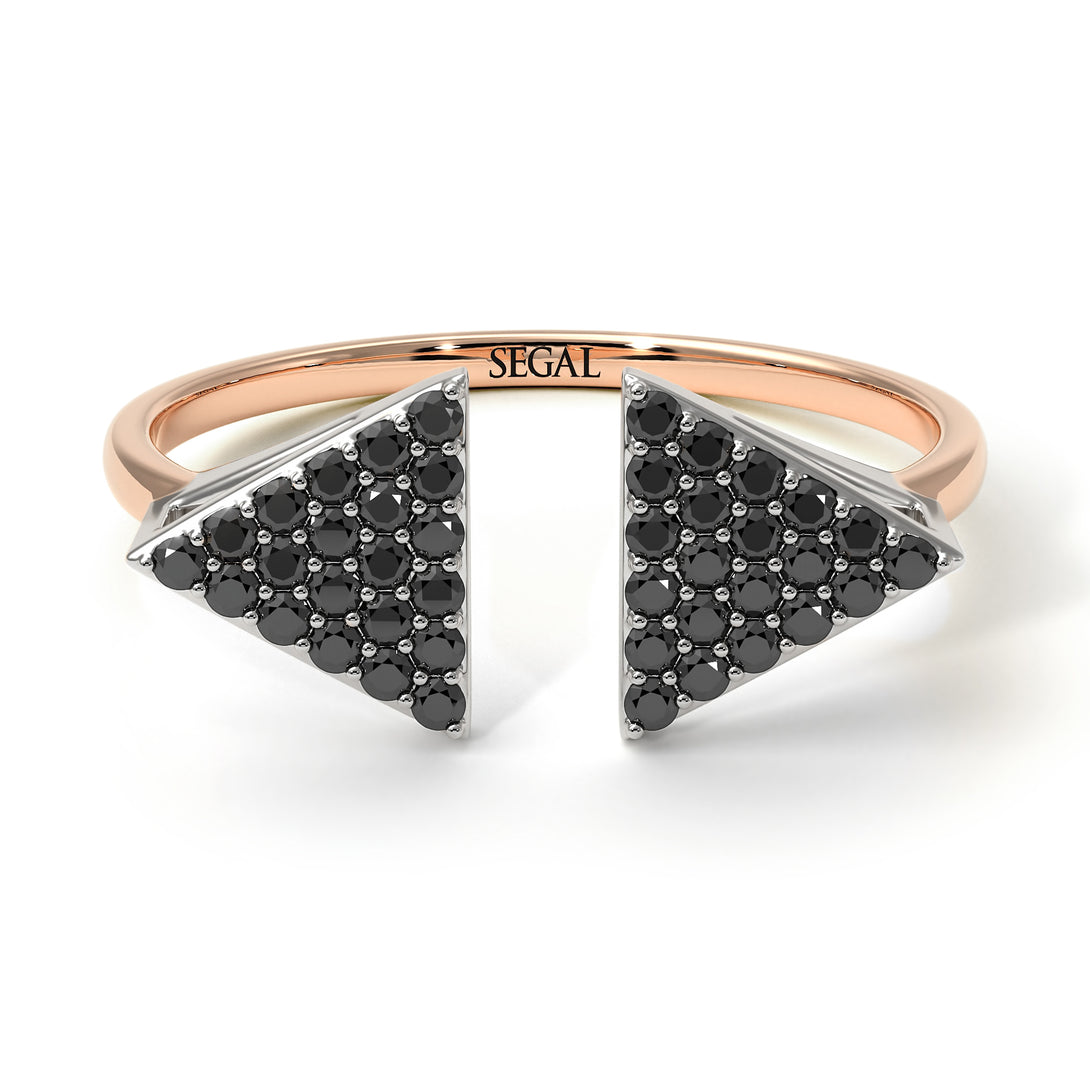 Two Tones Triangle Open Black Diamond Ring - Hope No. 21