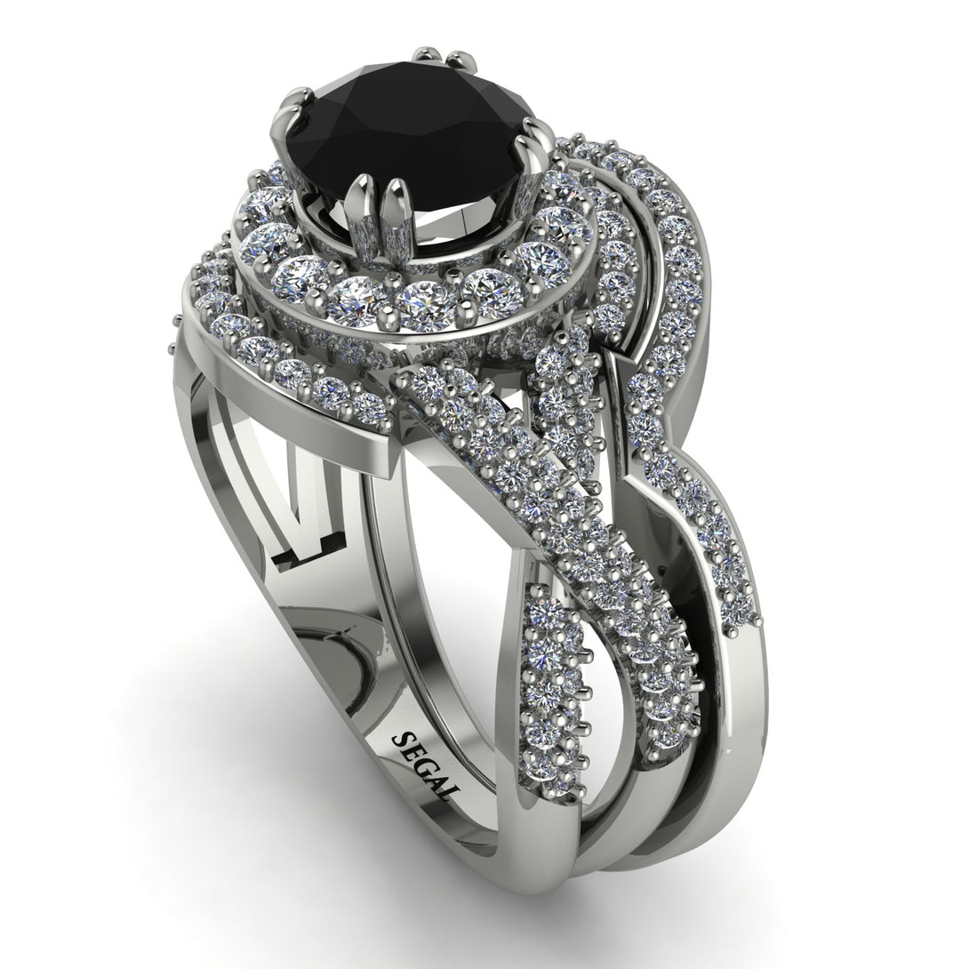 Unique Black Diamond Halo Bridal Set - Jessica No. 9