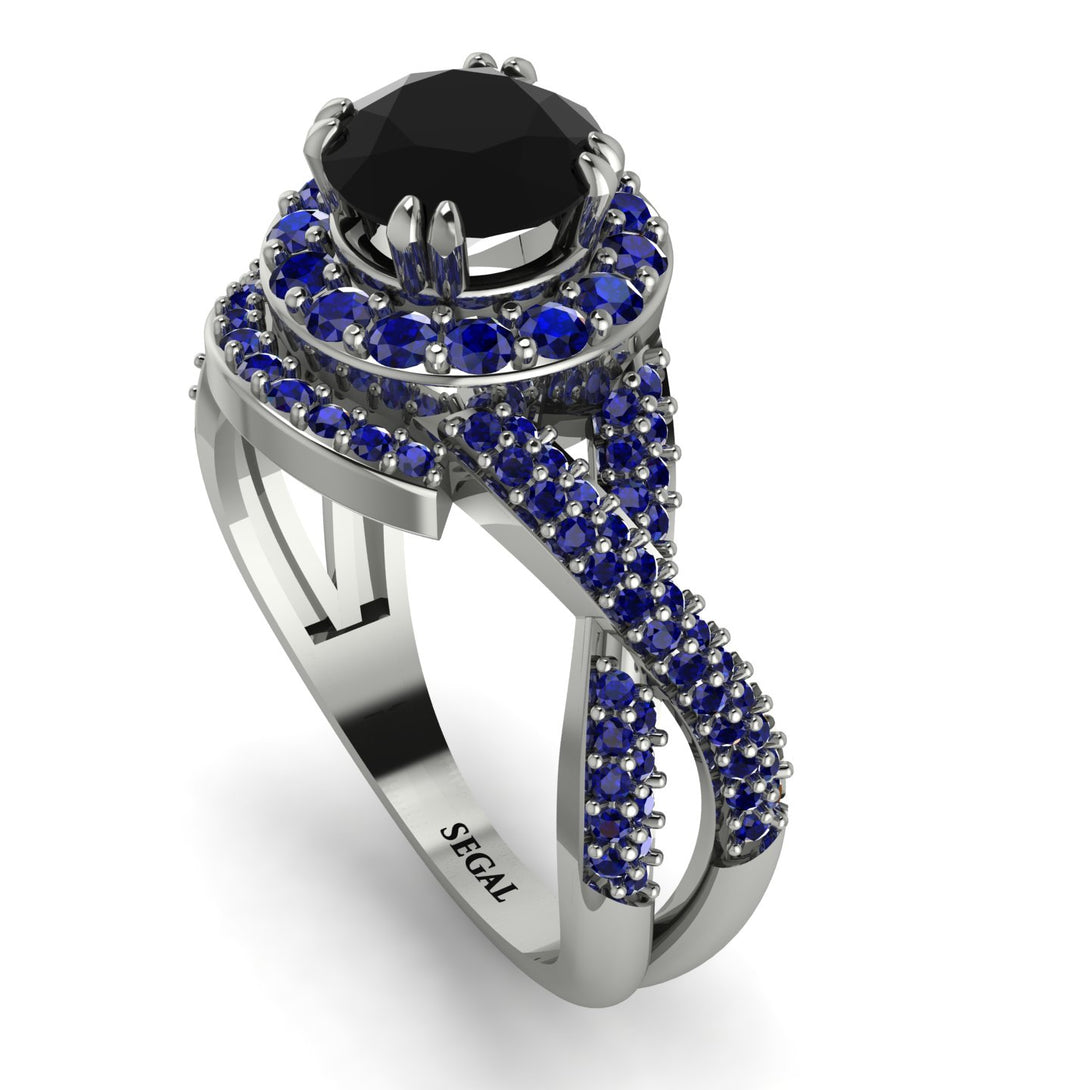 Unique Black Diamond Halo Engagement Ring - Jessica No. 69