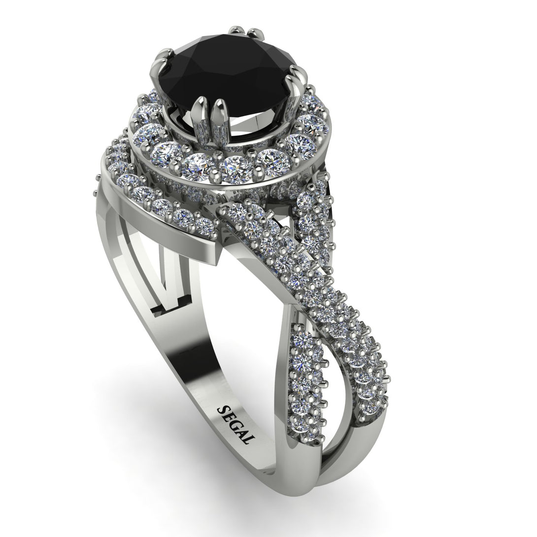 Unique Black Diamond Halo Engagement Ring - Jessica No. 9