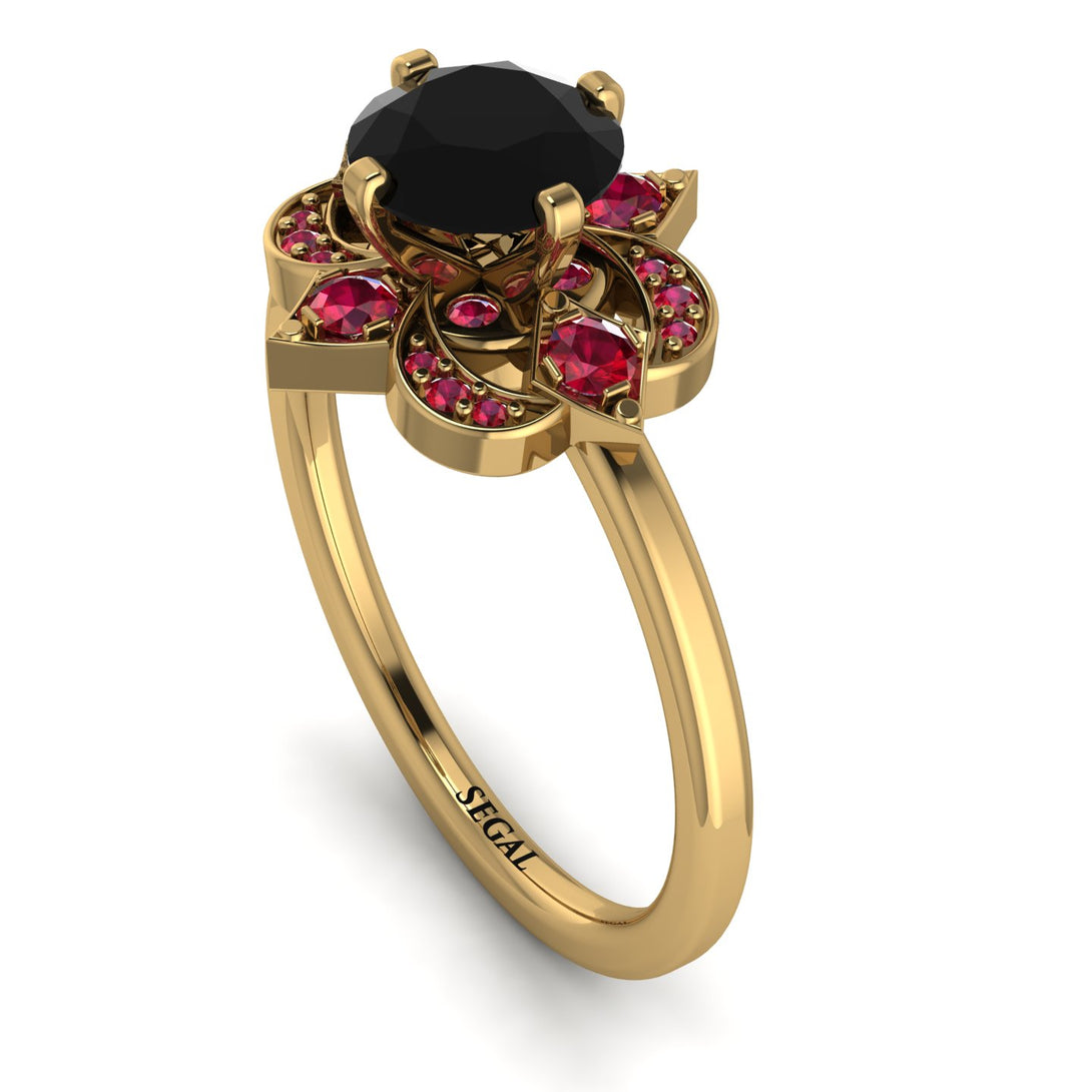 Unique Bloom Halo Black Diamond Ring - Amanda No. 52