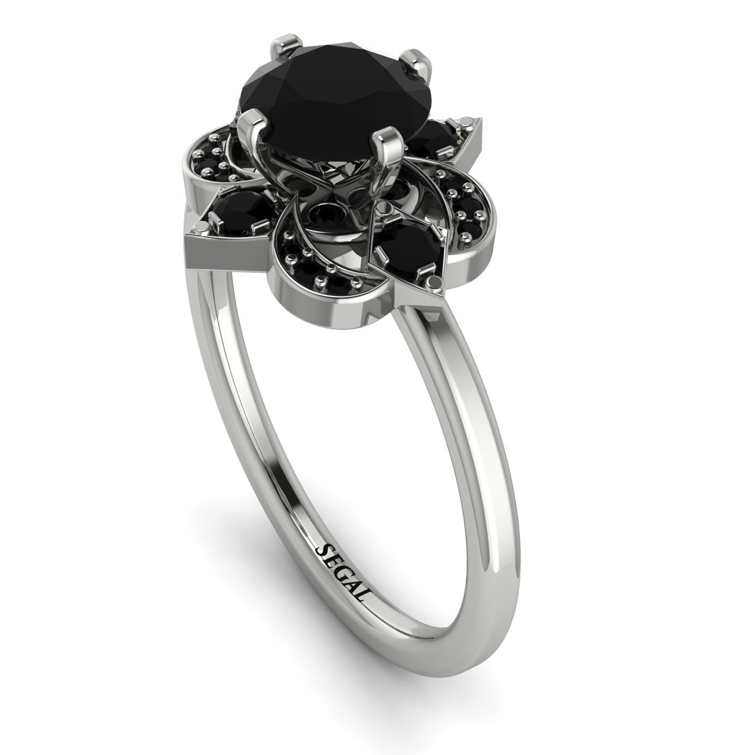 Unique Bloom Halo Black Diamond Ring - Amanda No. 39