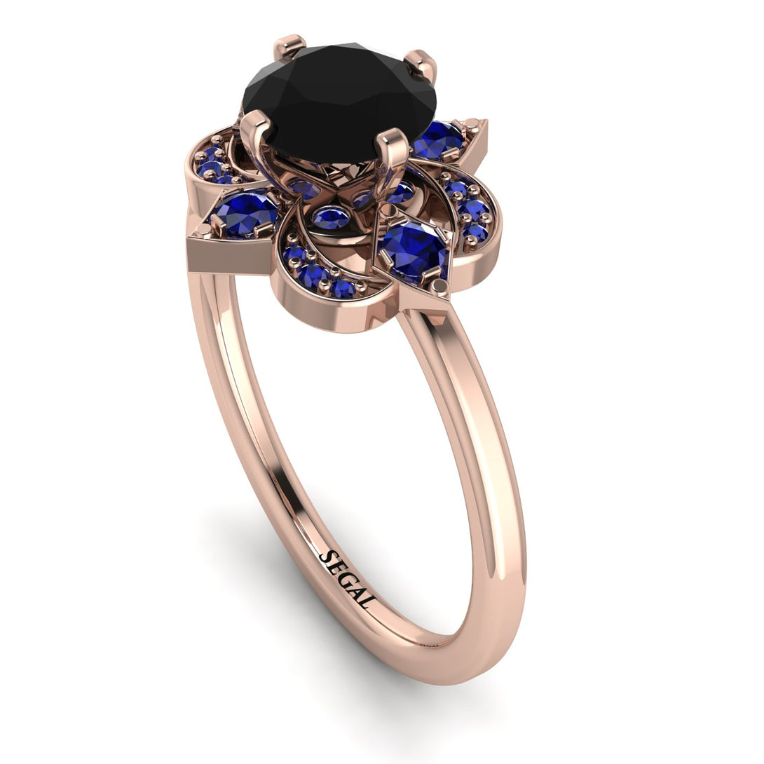 Unique Bloom Halo Black Diamond Ring - Amanda No. 68