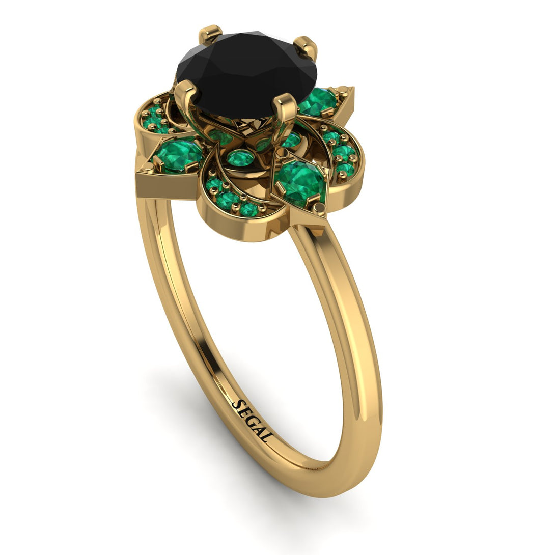 Unique Bloom Halo Black Diamond Ring - Amanda No. 22