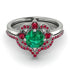 Unique Bloom Halo Emerald Bridal Set - Amanda No. 51 image 2
