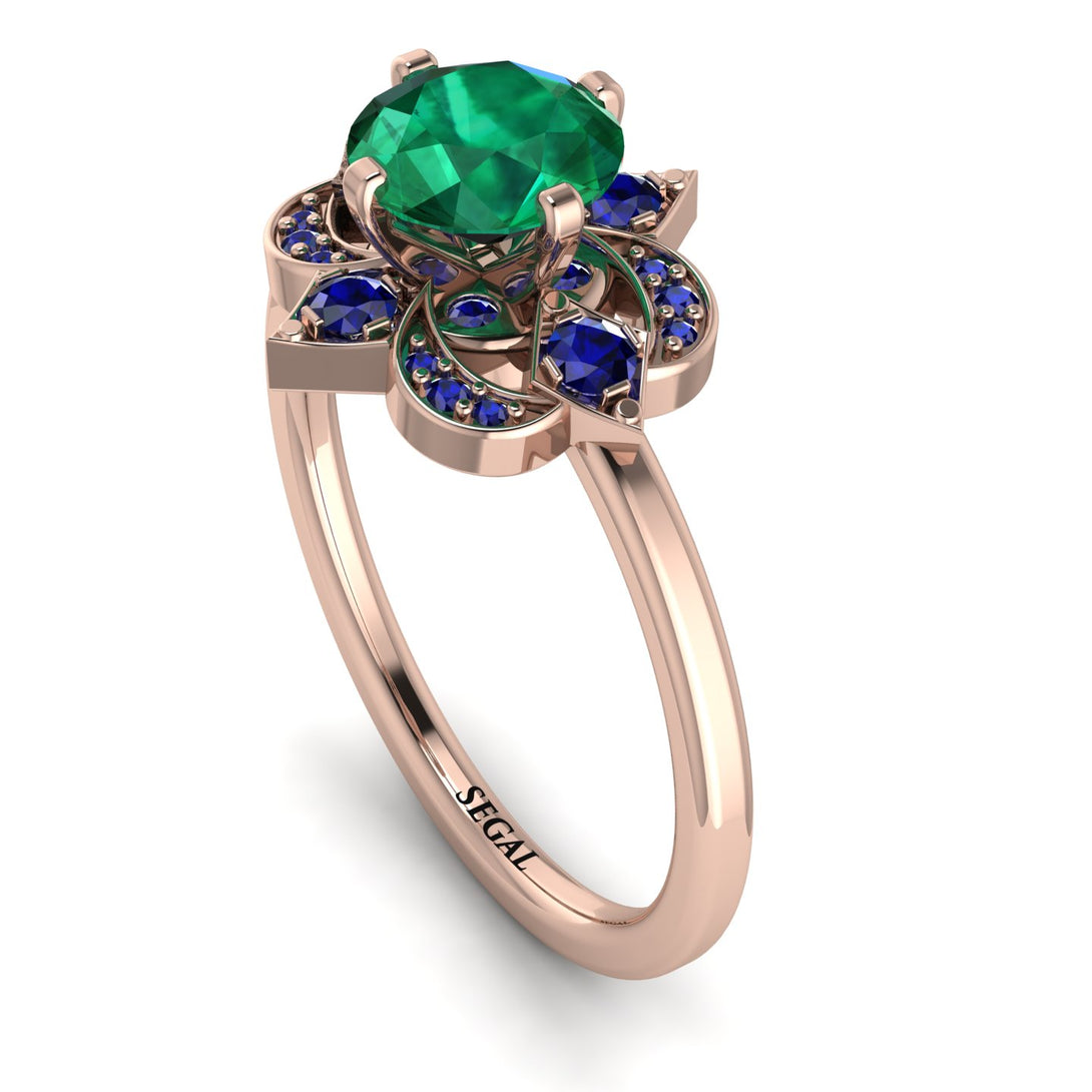 Unique Bloom Halo Emerald Ring - Amanda No. 65