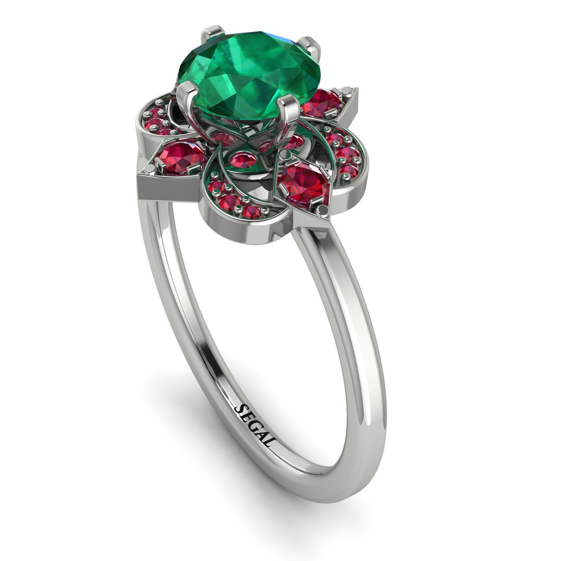 Unique Bloom Halo Emerald Ring - Amanda No. 51