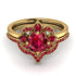 Unique Bloom Halo Ruby Bridal Set - Amanda No. 55 image 2
