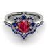 Unique Bloom Halo Ruby Bridal Set - Amanda No. 72 image 2