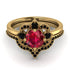 Unique Bloom Halo Ruby Bridal Set - Amanda No. 40 image 2