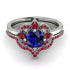 Unique Bloom Halo Sapphire Bridal Set - Amanda No. 60 image 2