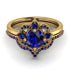 Unique Bloom Halo Sapphire Bridal Set - Amanda No. 73 image 2
