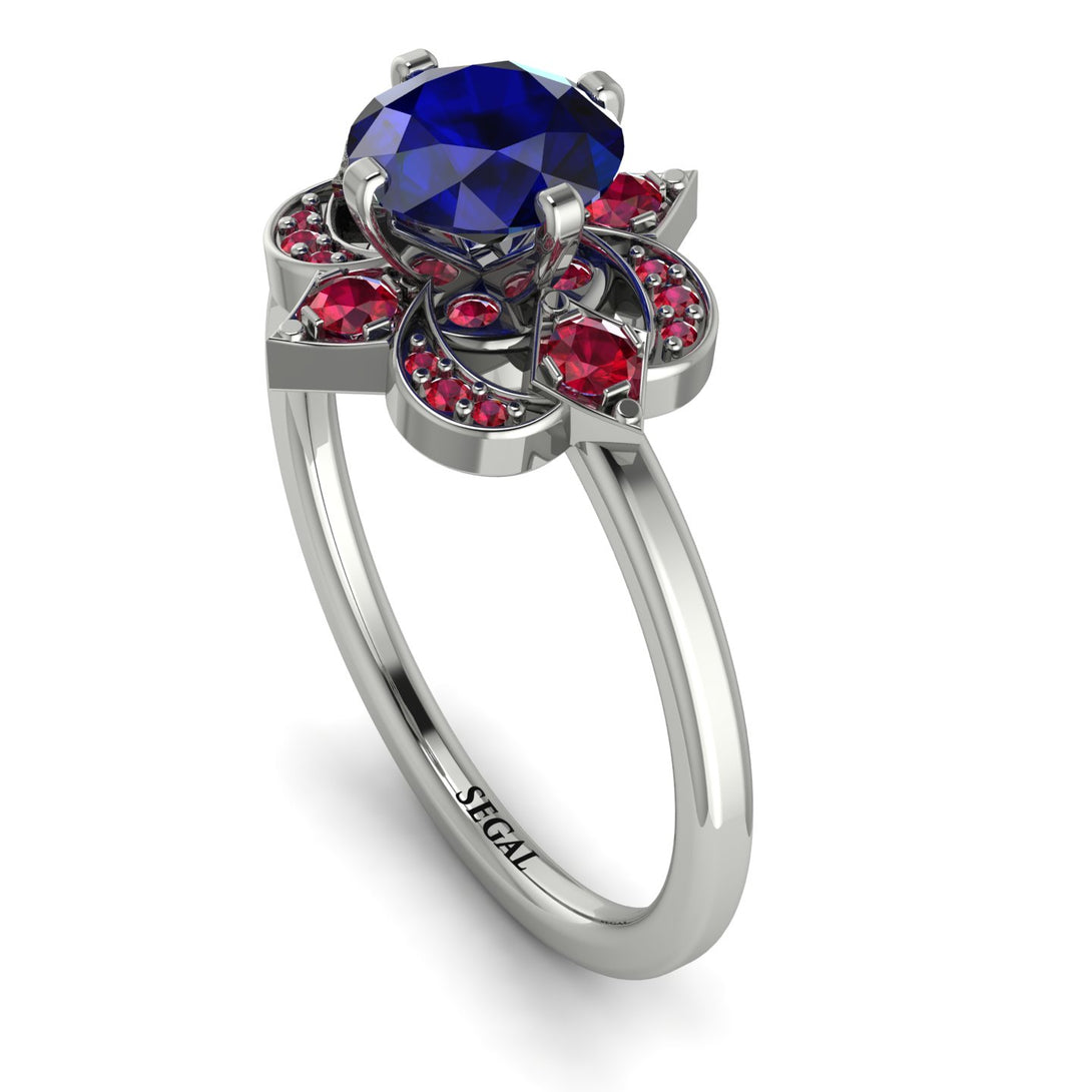 Unique Bloom Halo Sapphire Ring - Amanda No. 60